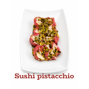 SUSHI DI CARPACCIO Carpaccio di scottona con pistacchio e pecorino